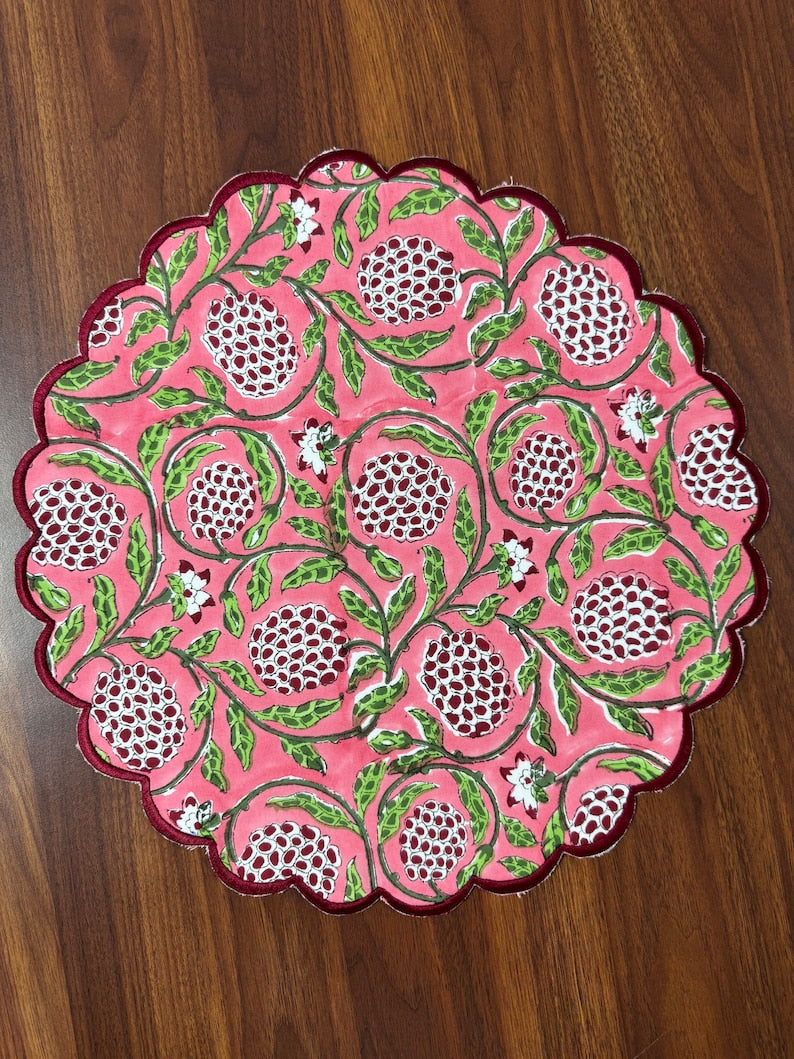 Strawberry Pink and Green Placemat