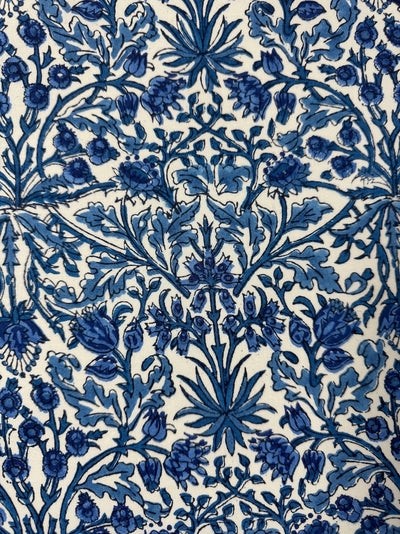 Fabricrush Tablemats, Dark Royal Blue Indian Floral Hand Block Printed and Embroidered Cotton Cloth Washable Table Mats for Wedding Home Decor Outdoor