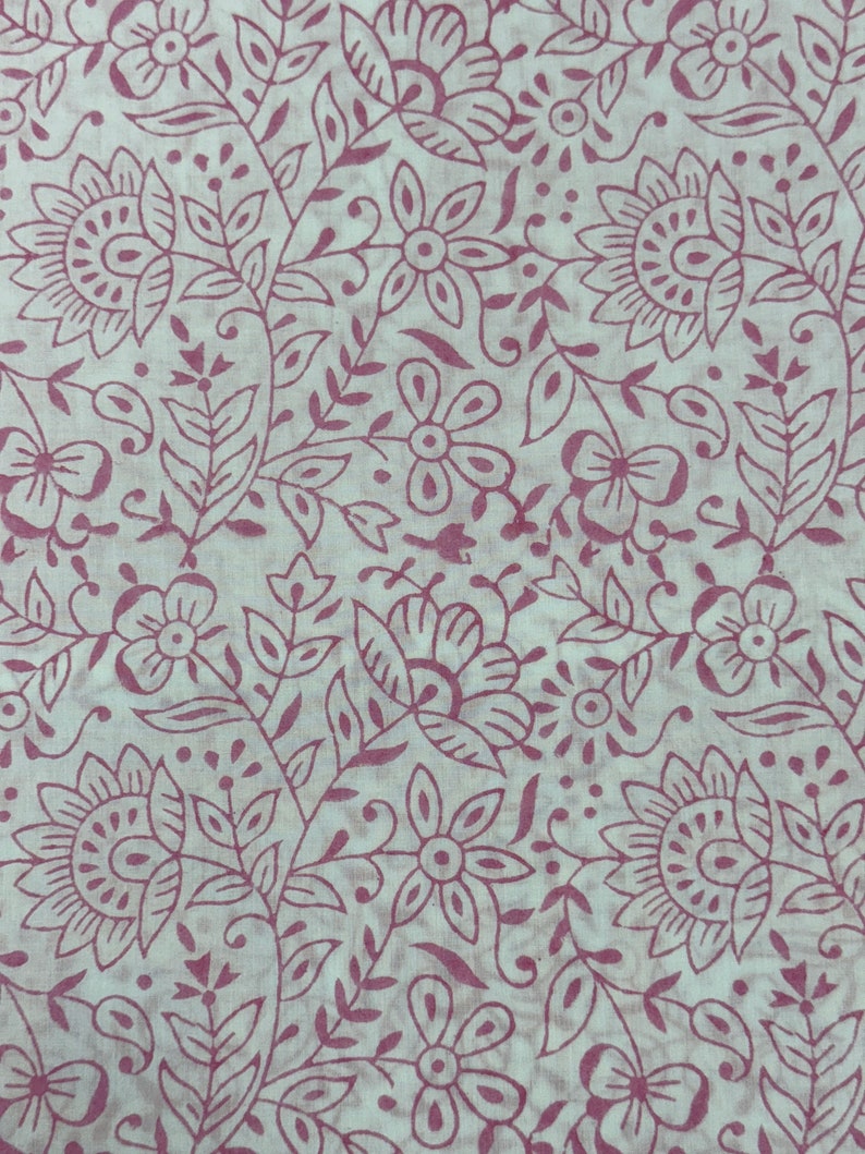 Rose Pink Hand-Block Printed Cotton Cloth