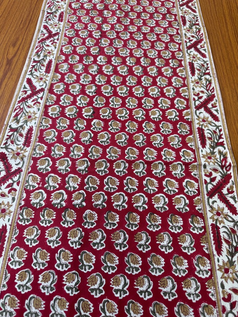 Fabricrush Indian Hand Block Floral Printed Cotton Cloth Table Runners for Wedding Home Decor Room Outdoor Garden Gifts