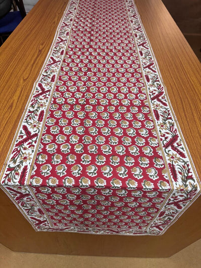 Fabricrush Indian Hand Block Floral Printed Cotton Cloth Table Runners for Wedding Home Decor Room Outdoor Garden Gifts