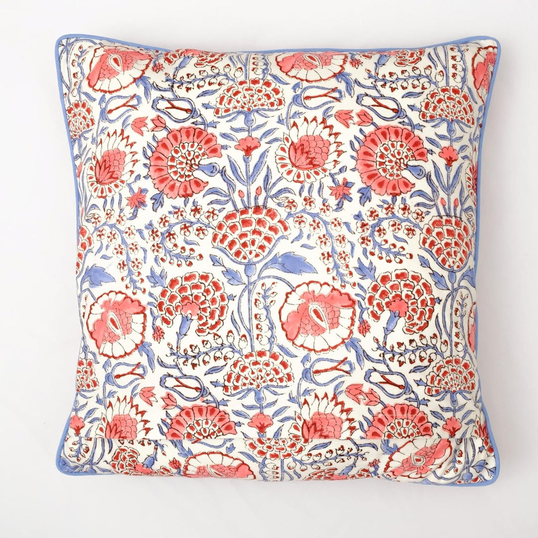 Indian Hand Block Printed Cotton Floral Throw Pillow/Cushion Covers