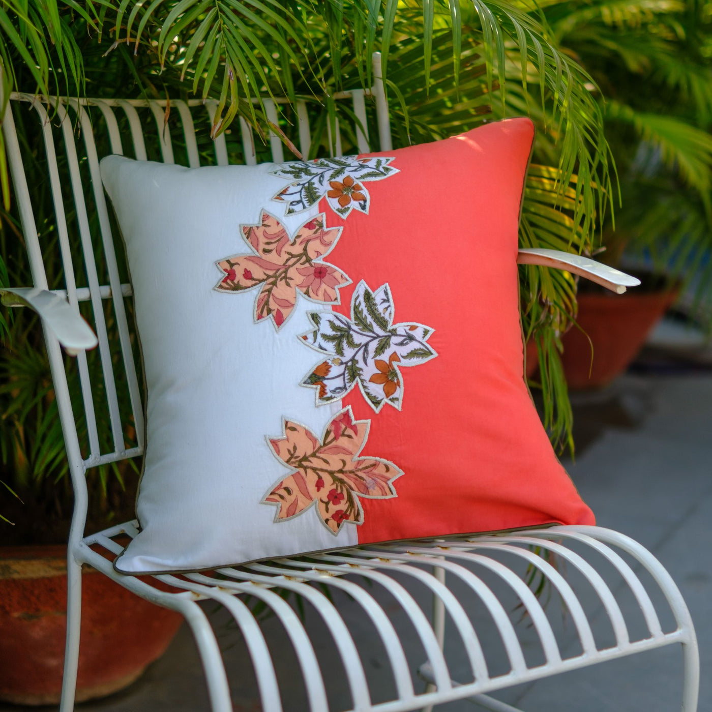 Applique Art Flower Cushion Cover