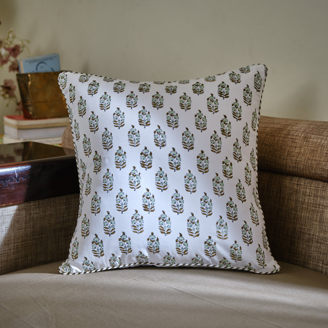 The Fabricrush  Pillowcases & Shams Green Boota Cushion Cover