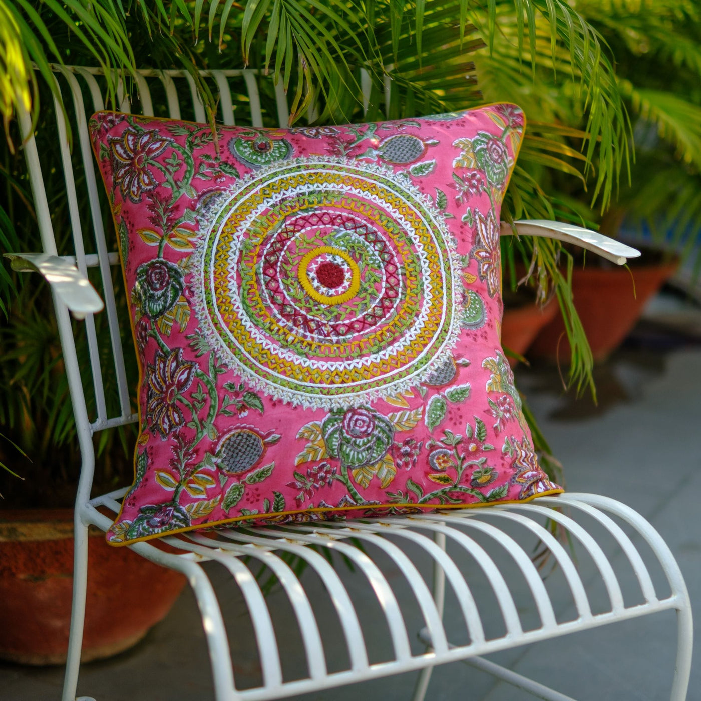 The Fabricrush  Pillowcases & Shams Mandala Embroidered Cushion Cover