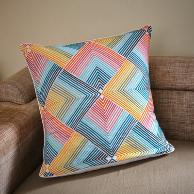 The Fabricrush  Pillowcases & Shams Rainbow Embroidery Flower Cushion Cover