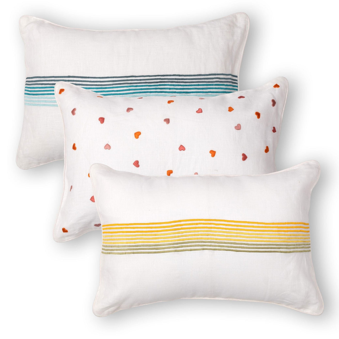 The Fabricrush  Pillowcases & Shams Rainbow Embroidery Flower Cushion Cover