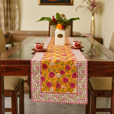 Cotton Print Club Table Runners Marigold Table Runner in 3 Sizes