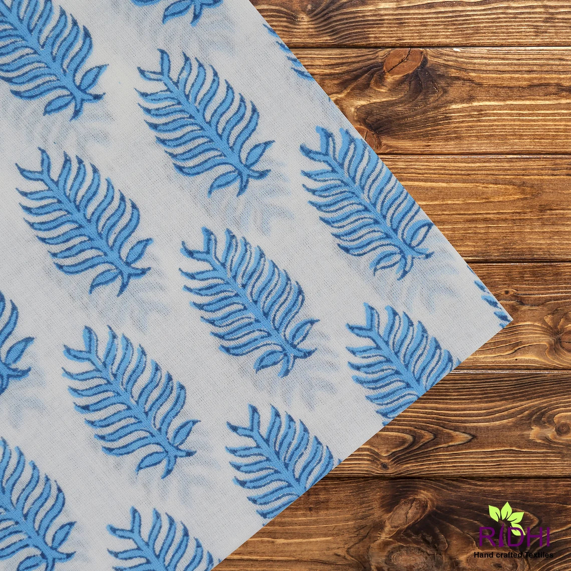 Cerulean Blue and White Indian Hand Block Leaf Printed 100% Pure Cotton Cloth Napkins, Gifts, 9x9"- Cocktail Napkins, 20x20"- Dinner Napkins