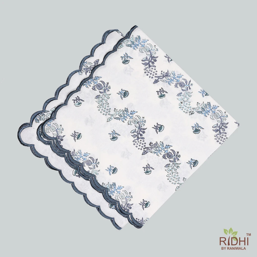 Fabricrush Carolina and Powder Blue, Grey Trellis Printed Indian Hand Block Cotton Cloth Napkins Wedding Event Home Party 18x18"- Cocktail 20x20"- Dinner, Gift for her, gifts, Halloween, Christmas, Thanksgiving