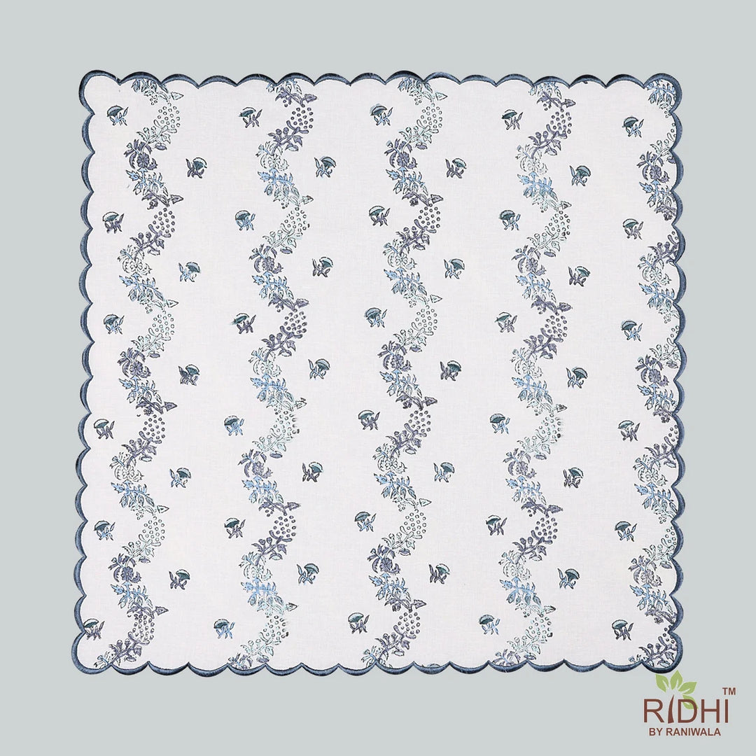 Fabricrush Carolina and Powder Blue, Grey Trellis Printed Indian Hand Block Cotton Cloth Napkins Wedding Event Home Party 18x18"- Cocktail 20x20"- Dinner, Gift for her, gifts, Halloween, Christmas, Thanksgiving