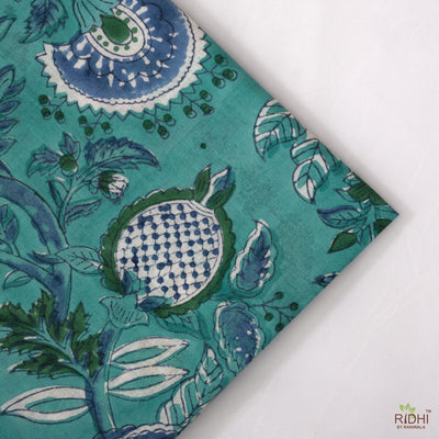 Fabricrush Sapphire Green and Yale Blue Indian Hand Block Floral Printed Pure Cotton Cloth Napkins Wedding Farmhouse Home 18x18"- Cocktail 20x20"- Dinner
