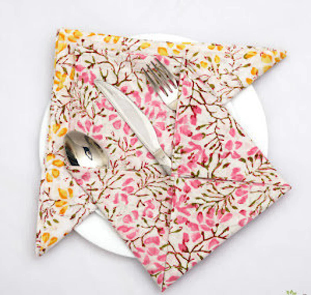 Fabricrush Cotton Napkins, Fabric Napkins, Cloth Napkin Set, 18x18"-Cocktail Napkins, 20x20"- Dinner Napkins