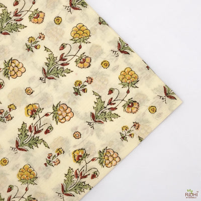 Transparent Yellow, Moss Green, Mahogany Red Floral Hand Block Printed Cotton Cloth Napkins, 9x9”- Cocktail Napkins, 20x20”- Dinner Napkins