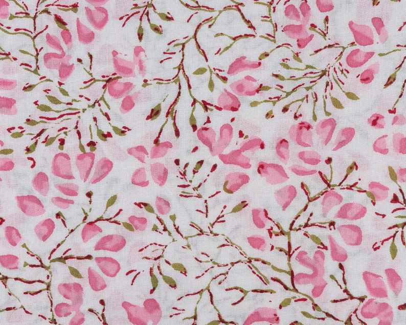 Fabricrush Pink, Taffi Pink Pickle Green Indian Floral Hand Block Printed Cotton Cloth Napkins, Wedding Home Event Party, 18x18"- Cocktail 20x20"- Dinner