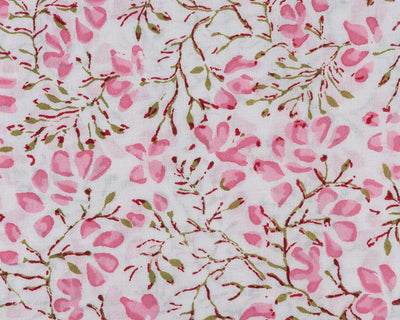 Pink, Taffi Pink Pickle Green Indian Floral Hand Block Printed Cotton Cloth Napkins, Wedding Home Event Party, 9x9"- Cocktail 20x20"- Dinner