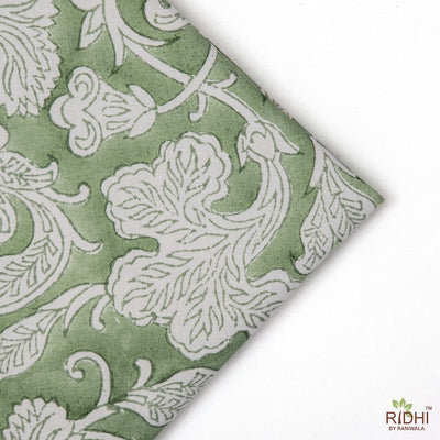 Mats, Sage Green and Off White Flower Print, Table Mat, Embroidered, Cotton Fabric, India Block Print, Cotton Mat Set, Floral Fabric