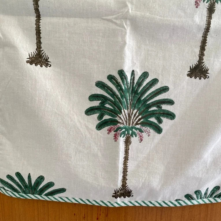 Forest Green and White India Hand Block Palm