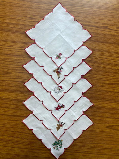 Mix White Linen Napkins with Embroidered