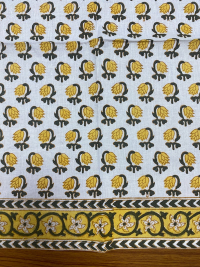 Vintage Yellow Drip Flower Indian Floral Hand Block Printed Cotton Cloth Napkins Size 20x20" Set of 4,6,12,24,48 Wedding Events Home Gifts