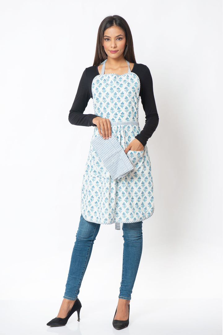 Women’s Floral Printed Cotton Pocket Apron