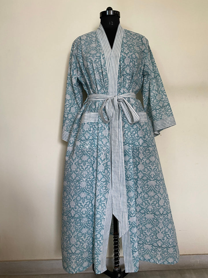 Fabricrush Block print Beach Wear Tunic Kaftan India Cotton Long Kaftan For Women Party Bikini Ethnic Kimono Robe Maxi Boho Plus Size Night Gown