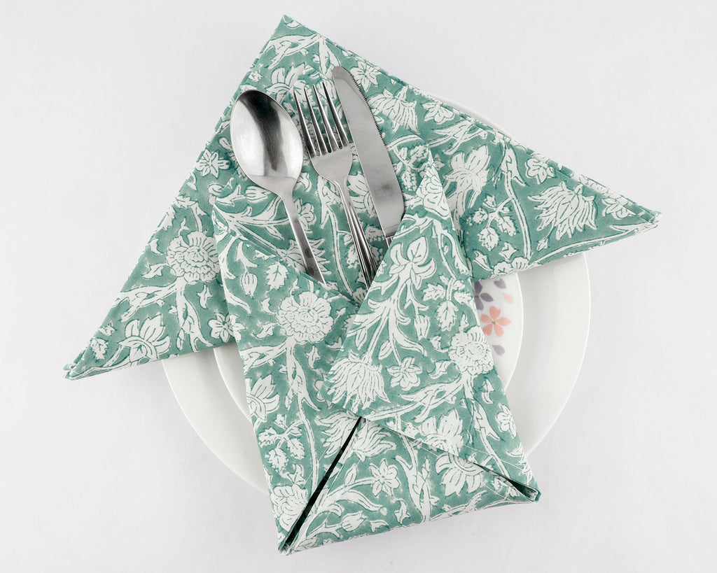 All Cotton and Linen Cloth Napkin, Dinner Napkins Set of 6, Green Napkins, Farmhouse Cloth Napkin, Green Cotton Napkins, Christmas Cotton Napkins for