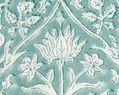 Fabricrush Teal Blue and Off White Indian Floral Hand Block Printed 100% Pure Cotton Cloth Napkins, Gifts, 18x18"Cocktail Napkins, 20x20" Dinner Napkins
