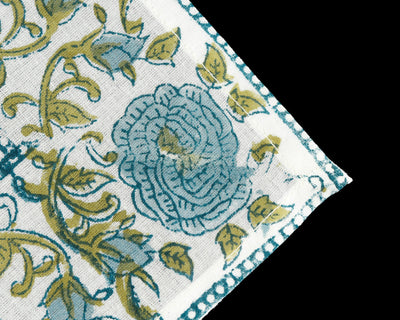 Blue Indian Floral Hand Block Printed 100% Pure Cotton Cotton Napkins, Set of 4,6,12,24,48, Size-20x20", Soft Eco Friendly Table Decor, Wedding Decor, Home Decor, Home and Living