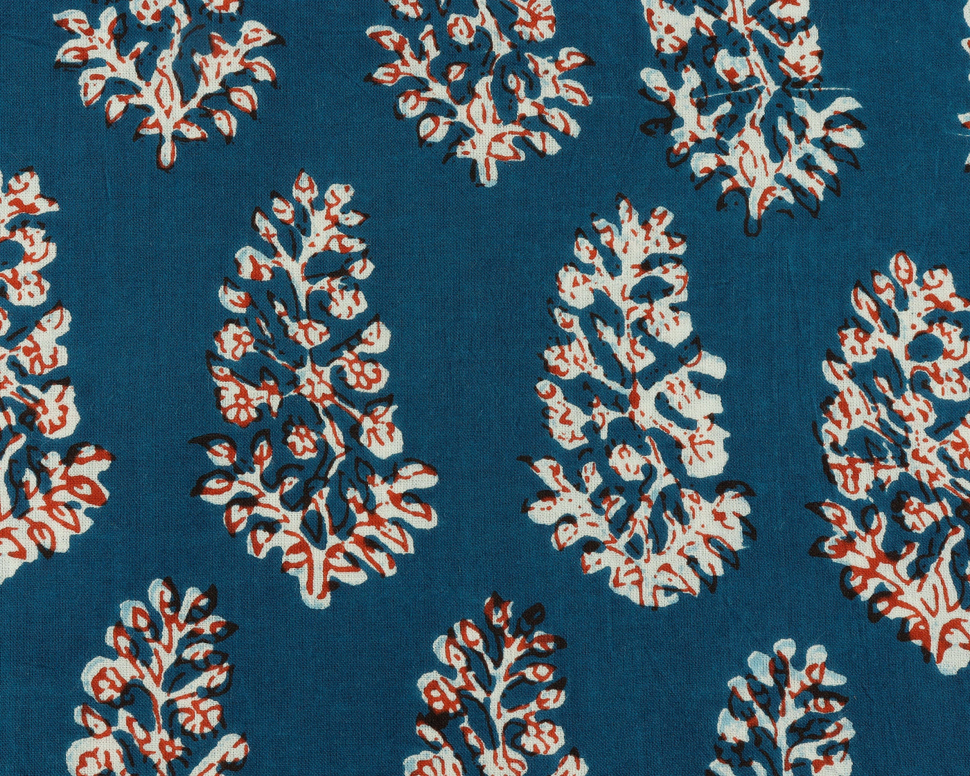 Fabricrush Prussian Blue, Red and White Indian Floral Printed Pure Cotton Cloth Napkins, Christmas Gift, 18x18"Cocktail Napkins, 20x20" Dinner Napkins