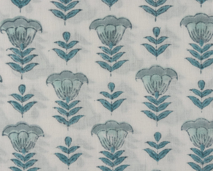 Fabricrush Aquamarine Blue and turquoise Indian Floral Hand Block Printed 100% Pure Cotton Cloth, Fabric by the yard, Women's clothing Curtains Pillows, Gift for her, gifts, Valentine's day, Spring, Easter
