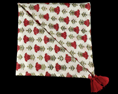 Apple and Cherry Red, Olive Green Indian Floral Block Printed Cotton Cloth Napkins Wedding Event Home Party, 9X9"- Cocktail 20X20"- Dinner
