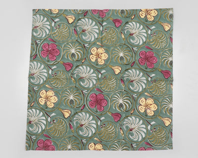Stone Blue, Banana Yellow, Pink India Floral Hand Block Floral Print Pure Cotton Cloth Napkin, 18x18"- Cocktail Napkins 20x20"- Dinner napkins