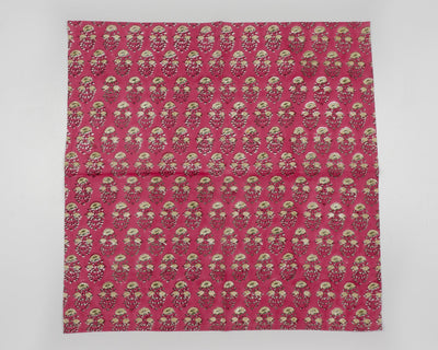Thistle Pink, Laurel and Olive Green Indian Floral Hand Block Printed Cotton Cloth Napkins, 18x18"- Cocktail Napkin, 20x20"- Dinner Napkins