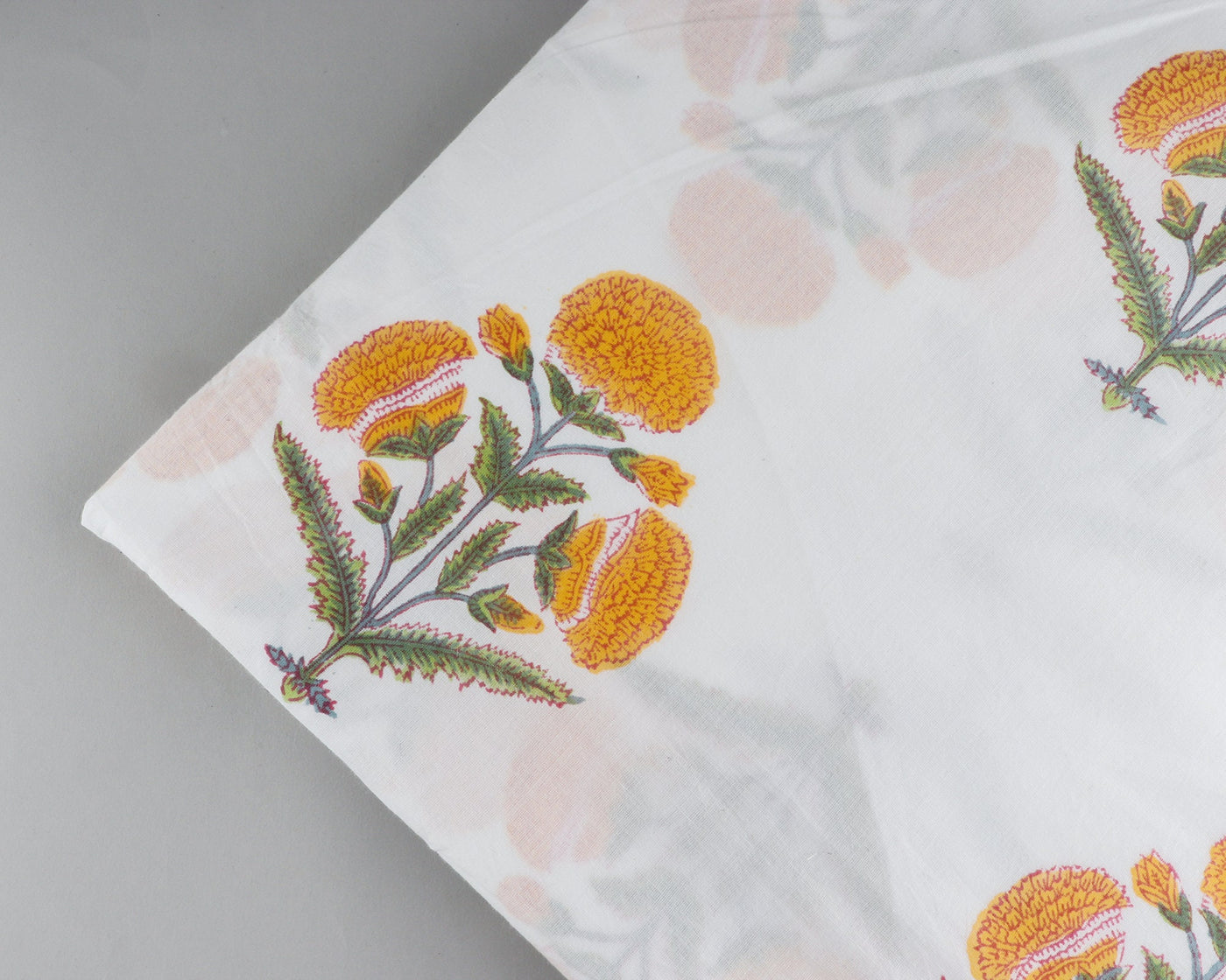 Marigold and Canary Yellow, Kelly and Hunter Green Indian Floral Hand Block Printed 100% Pure Cotton Cotton, Fabric by the yard, Curtains
