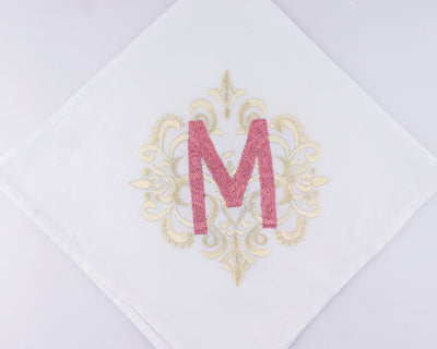 Fabricrush Personalized Cotton Embroidery Napkins for Anniversary, Wedding Couple Party Dinner Napkins