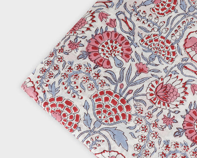 Fabricrush Pigeon Blue, Flamingo Pink Indian Flora Fauna Hand Block Printed Cotton Cloth, Fabric by the yard, Women's Clothing Curtains Pillows Cushion