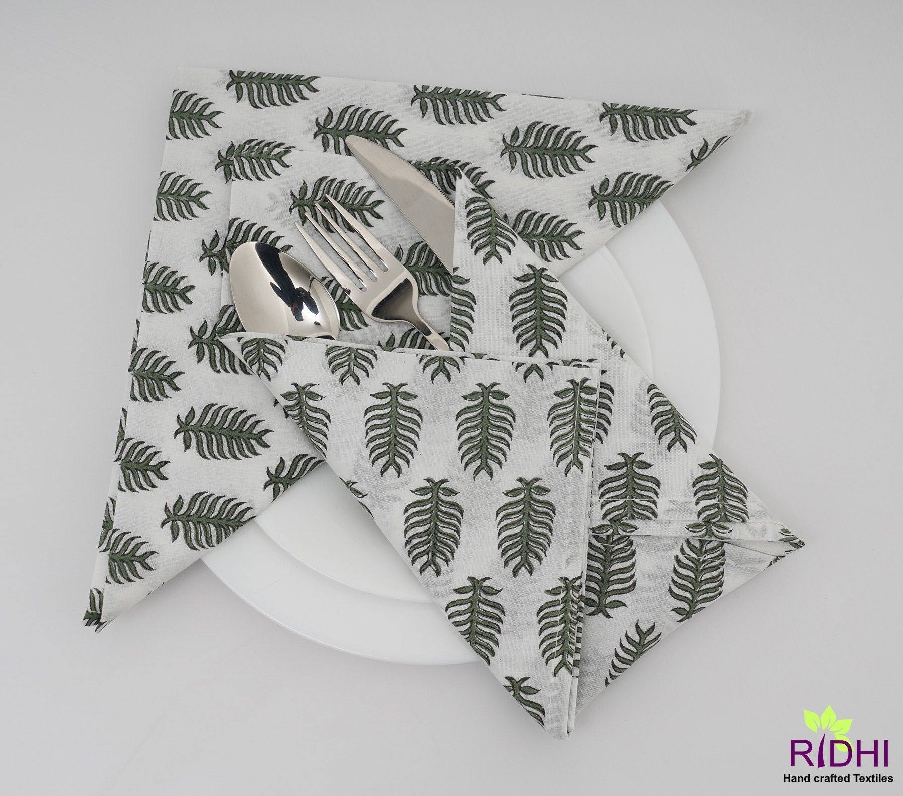 Juniper Green Leaf Print Napkins