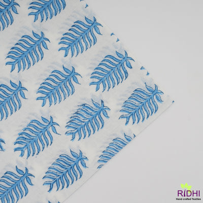 Cerulean Blue Leaf Printed Indian Hand Block Printed Cotton Cloth Soft Napkins, Wedding Home Event Party Gift, 9X9"- Cocktail 20X20"- Dinner