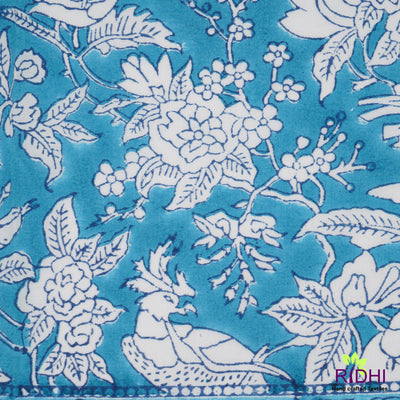 Sapphire Blue and White Indian Hand Block Floral Printed 100% Pure Cotton Cloth Napkins Size 20x20" Set of 4,6,12,24,48 Christmas Decoration