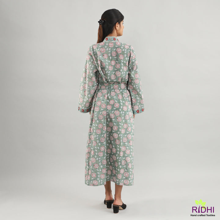 Fabricrush Sage Green pure cotton Robe, Comfort Cotton robe, ladies night gown,kimono dressing gown,bridesmaid gowns, women bathrobe, Ladies Beach Wear