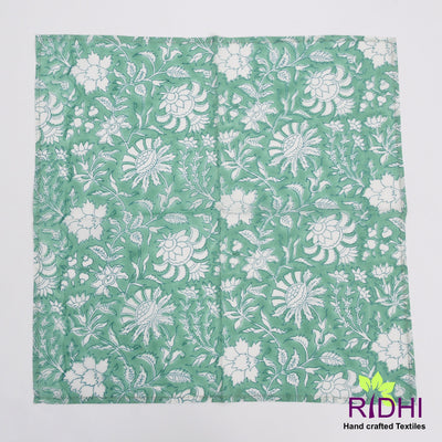 Mint Green and White Indian Hand Block Printed 100% Pure Cotton Cloth Napkins, Wedding Decor, 18x18"- Cocktail Napkins, 20x20"- Dinner Napkins