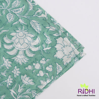 Mint Green and White Indian Hand Block Printed 100% Pure Cotton Cloth Napkins, Wedding Decor, 18x18"- Cocktail Napkins, 20x20"- Dinner Napkins
