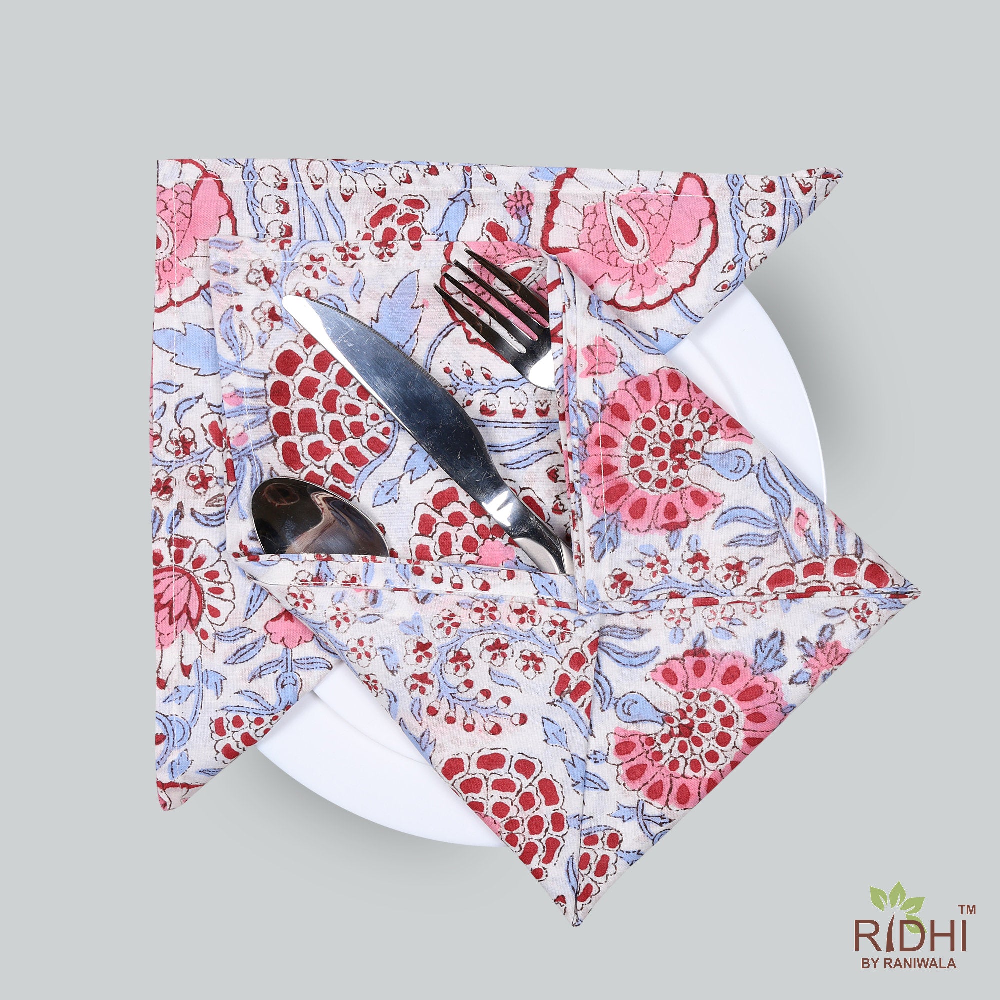 Pigeon Blue, Flamingo Pink Napkins