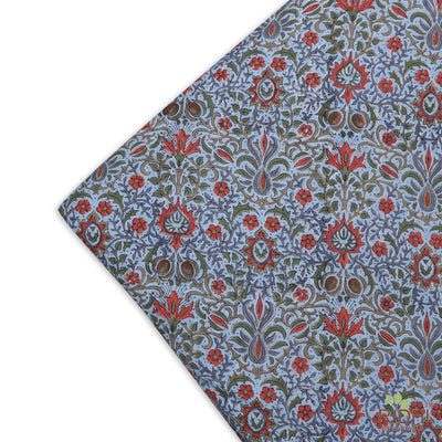 Airforce Blue, Army Green, Sangria Red Indian Hand Block floral Printed 100% Pure Cotton Cloth, Fabric by the yard, Fabric for Home Linen