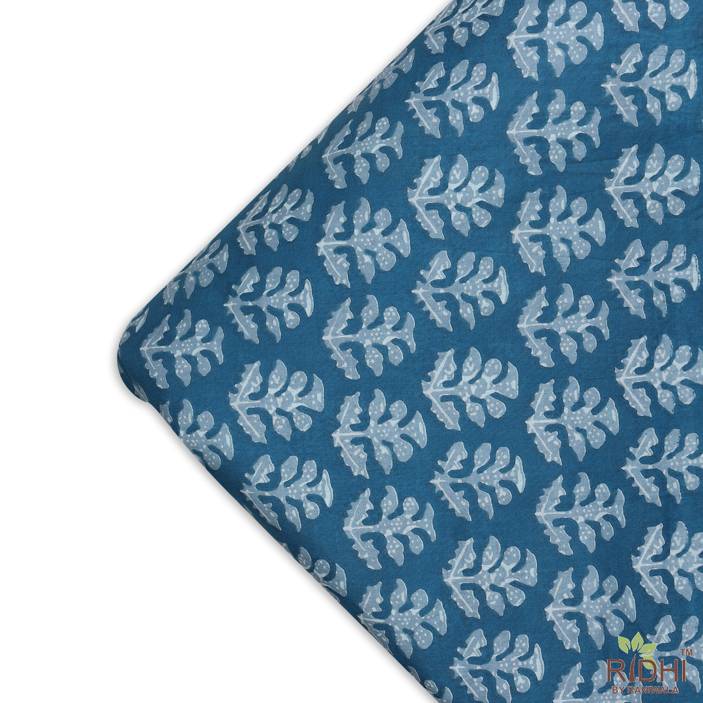 Teal Blue Indian Floral Printed 100% Pure Cotton Cloth, Fabric by the yard, Quilt Fabric, Fabric for curtain, Pillows, Cushions, Dresses