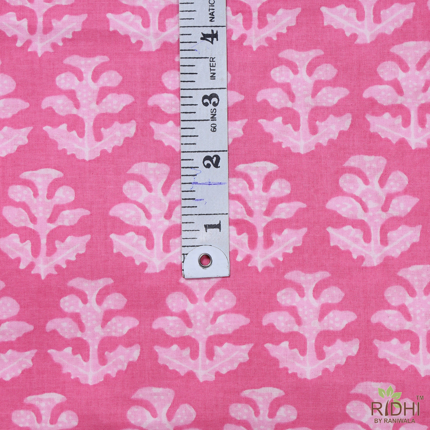 Fabricrush Watermelon and Lemonade Pink Indian Floral Printed 100% Pure Cotton Cloth, Fabric by the yard, Womens clothing curtains Pillows Cushions Bag