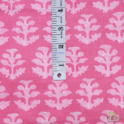 Fabricrush Watermelon and Lemonade Pink Indian Floral Printed 100% Pure Cotton Cloth, Fabric by the yard, Womens clothing curtains Pillows Cushions Bag