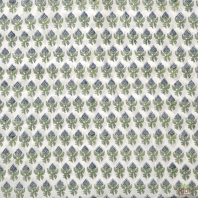 Fabricrush Airforce Blue and Oxford Blue, Fern Green Indian Hand Block Printed 100% Cotton Cloth Fabric for Making Dresss Tablecloth Runner Cushion Cover Mats