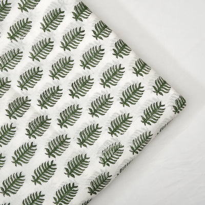 Juniper Green Indian Hand Block Leaf Print 100% Cotton Cloth, Eco-friendly, Fabric by the yard, Women's clothing Curtains Pillows Cushions